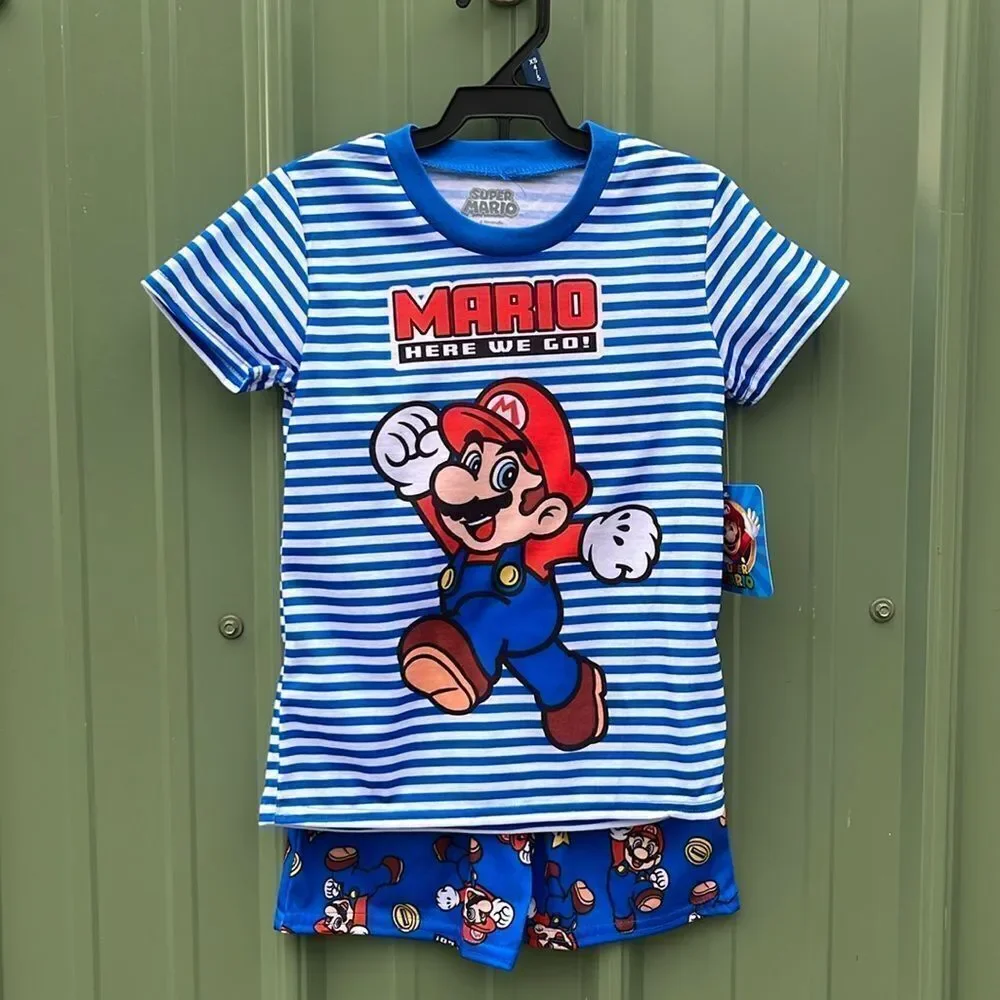 Ninja Turtles & Mario Graphic Print Tee & Shorts Sleep 2, 2-Piece Sets Size XS
